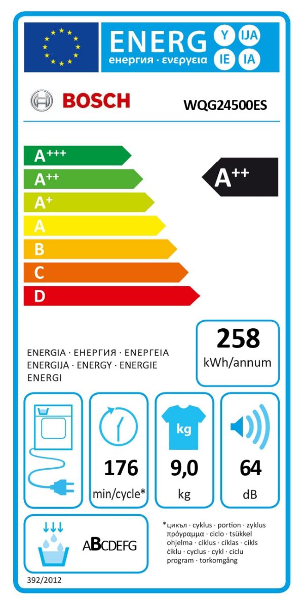 Máquina de Secar Bosch Serie 6 WQG24500ES | 9 Kg | Bomba de Calor | A++ | Branco Cheap